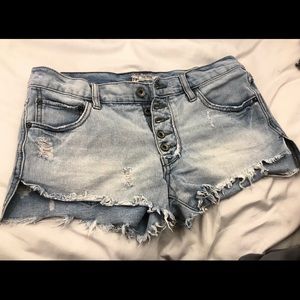 free people light wash jean shorts